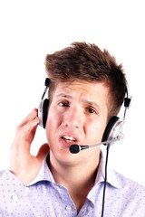 Studio shot of a young man with headphones
