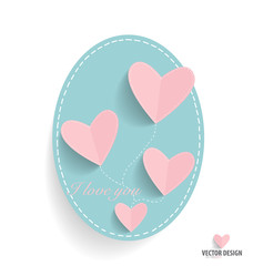 Cute note paper with hearts. Vector illustration.