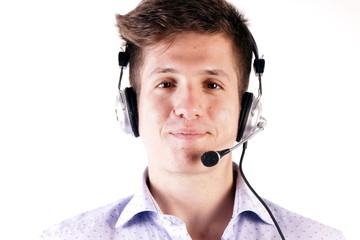 Studio shot of a young man with headphones