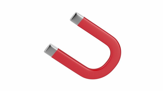 Horseshoe magnet spin on white background