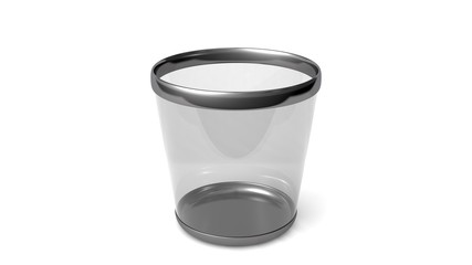 elegant glass trash can isolated in white