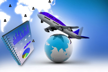 Fototapeta premium 3d Air line over globe