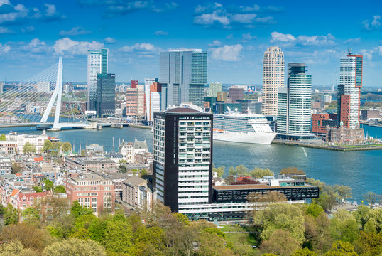 Rotterdam, Netherlands. City skyline on a beautiful sunny day