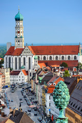 Obraz premium Augsburg, Germany old town skyline.