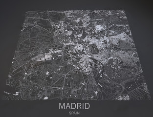Cartina di Madrid, Spagna, vista satellitare, mappa in 3d