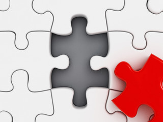 Obraz premium Red puzzle part missing