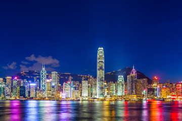 Hong Kong city lit up at night