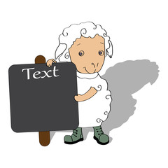 Sheep with board for text vector illustration