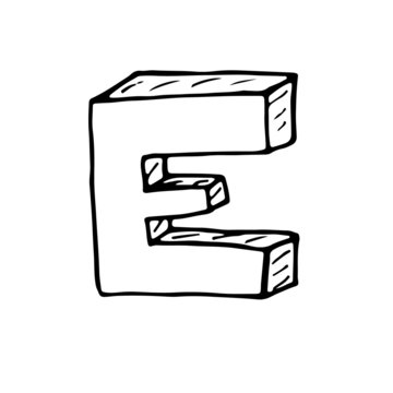  English alphabet - hand drawn letter E