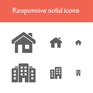 responsive solid house icons