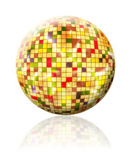 Colorful Sphere with colored squares on white background isolate