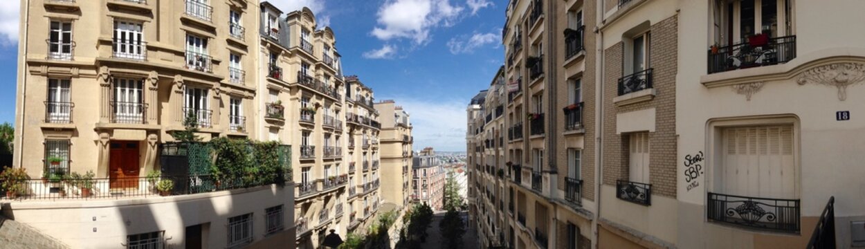 Panorama of famous Mont Matre quarter in Paris, France