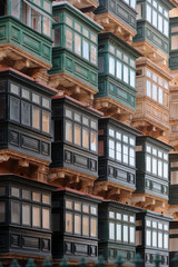 Obraz premium Typical Maltese covered balconies in Valletta, Malta
