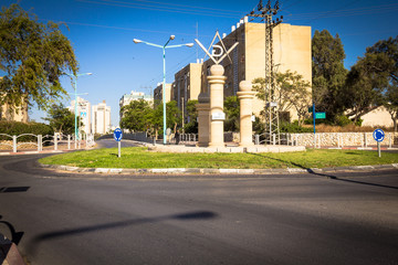 Fototapeta na wymiar Masonic Square and surrounding streets in Be`er Sheva 