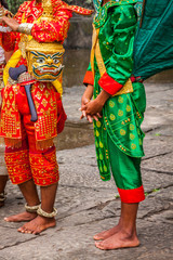 Artists wear traditional costume in Angkor temple,Siemriep, Camb