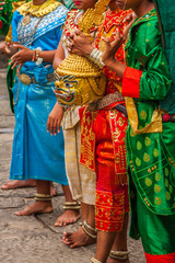 Naklejka premium Artists wear traditional costume in Angkor temple,Siemriep, Camb