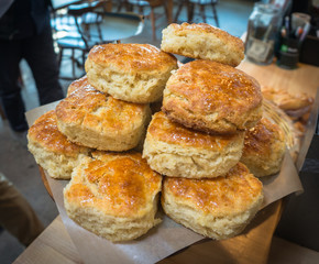 plate of fresh baked maple biscuits