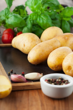 Raw fresh potatoes