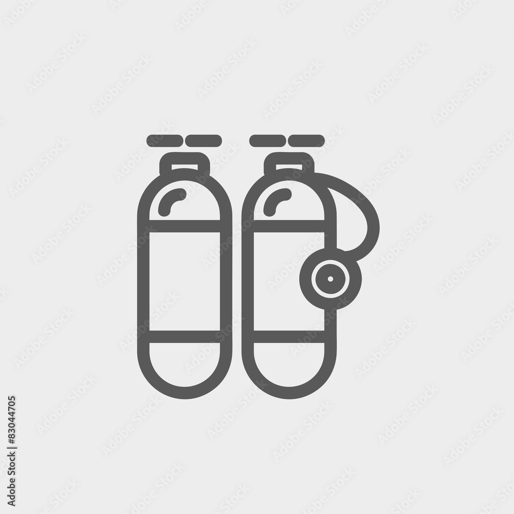 Sticker Oxygen tank thin line icon