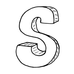 English alphabet - hand drawn letter S