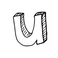  English alphabet - hand drawn letter U