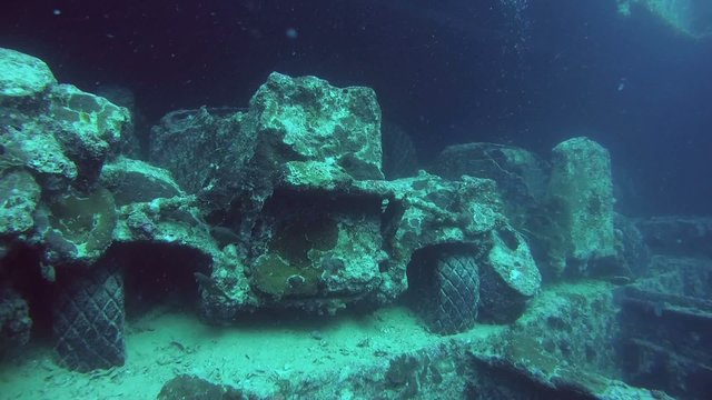 Car In The Hold Of A Sunken Ship SS Thistlegorm, Red Sea 
