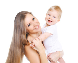 Portrait of beautiful happy mother and her cute baby