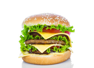 Hamburger on white background