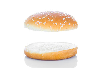 Hamburger bun on a white background