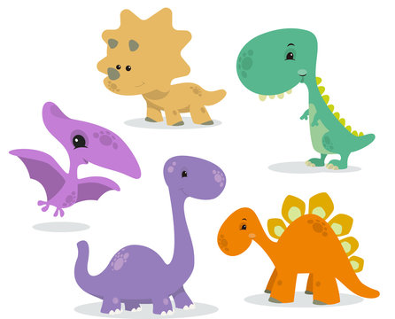 set of cute dinosaurs