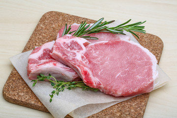 Raw pork steak