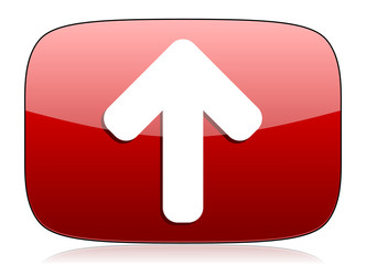 up arrow red glossy web icon