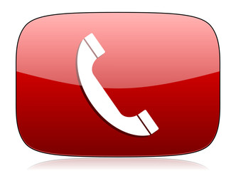 phone red glossy web icon
