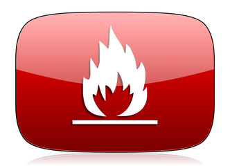 flame red glossy web icon