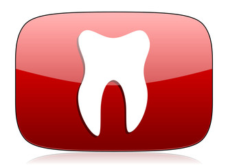 tooth red glossy web icon