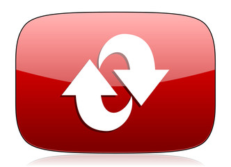 rotation red glossy web icon