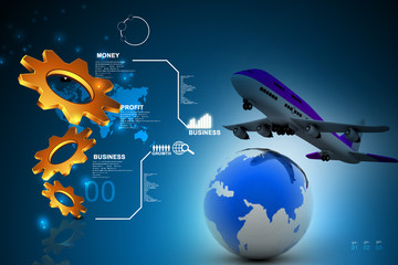 Fototapeta premium 3d Air line over globe