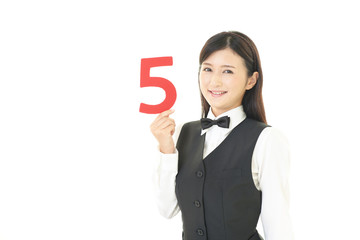 数字を持つウェイトレス