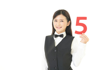 数字を持つウェイトレス