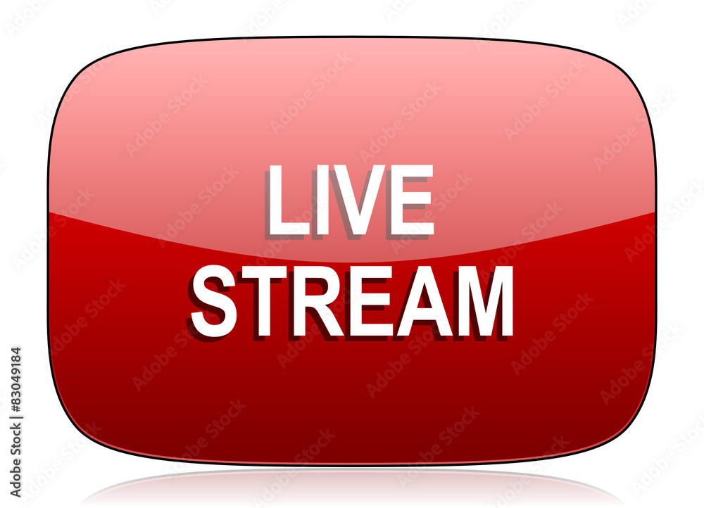 Poster live stream red glossy web icon