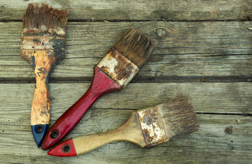 old brush on the wooden boards
