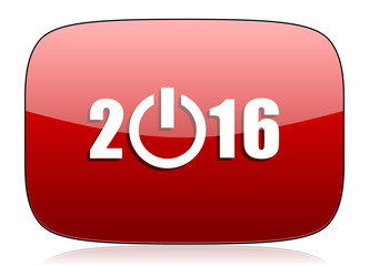year 2016 red glossy web icon