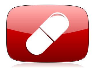 drugs red glossy web icon