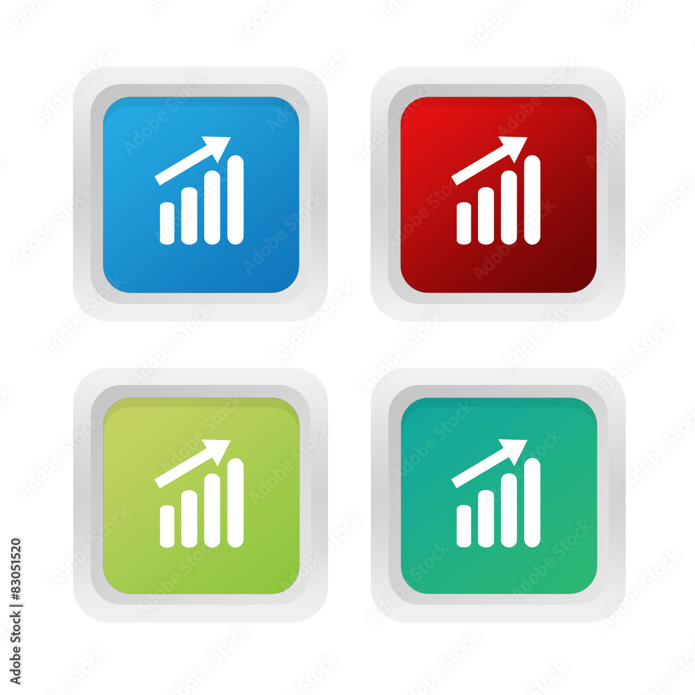 Wall mural set of squared colorful buttons with success symbol