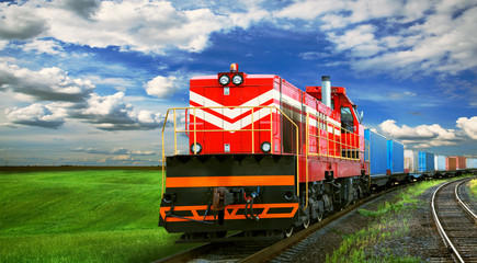 Obraz premium pociąg towarowy z miejscem na tekst