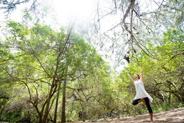 Yoga in the woods