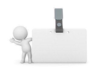 3D Character Waving from Behind Name Badge
