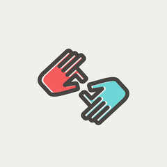 Two hands thin line icon