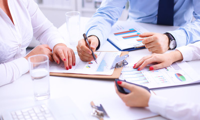 Group of business people working together on white background