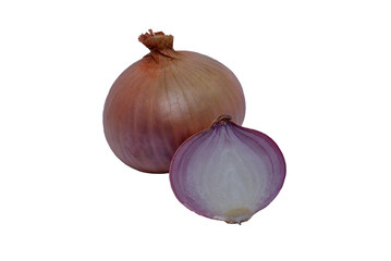 Fototapeta premium Red sliced onion isolated on white background